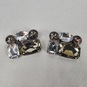 Silver Faceted Glass Crystal Shoe Clips